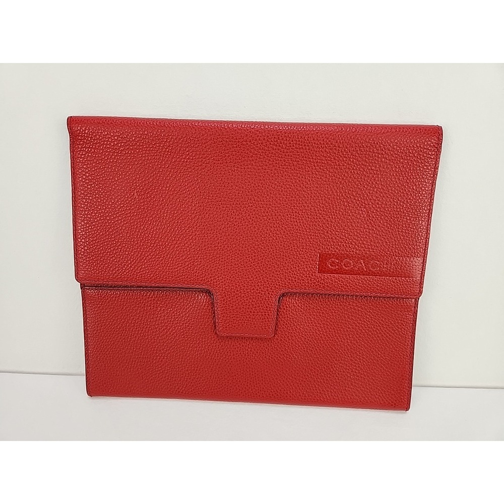 Coach iPad Envelope Case Sleeve Red Leather 10"x8.5"
